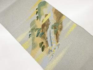 本綴れ山々に松・滝模様織出し名古屋帯